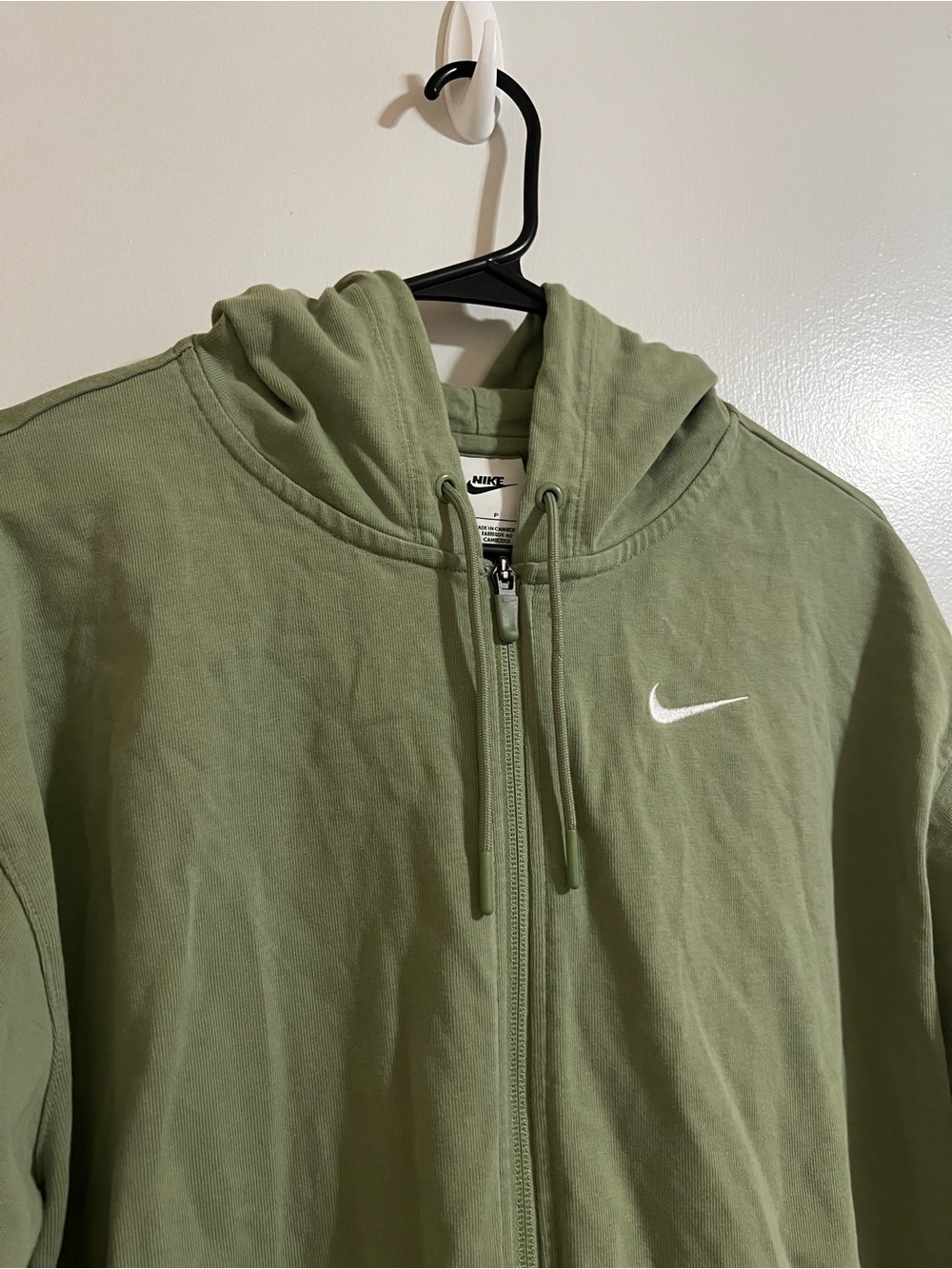Nike Olive Green Zip-Up Hoodie Jacket with Swoosh - Picture 2 of 6